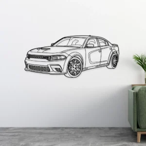 Dodge Charger Hellcat Metal Art, Supercharged Sedan Silhouette, Modern Garage Decor, Muscle Car Lover Gift