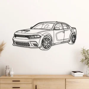 Dodge Charger Hellcat Metal Art, Supercharged Sedan Silhouette, Modern Garage Decor, Muscle Car Lover Gift