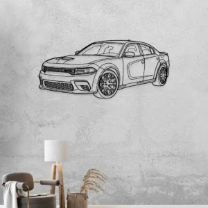 Dodge Charger Hellcat Metal Art, Supercharged Sedan Silhouette, Modern Garage Decor, Muscle Car Lover Gift