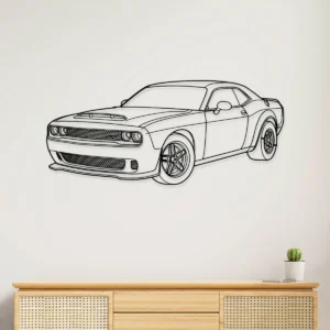 Black metal outline of Dodge Demon 170 for garage decor
