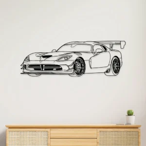 Black metal Dodge Viper wall art with a sleek aggressive design