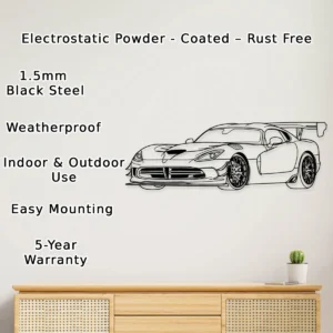 Dodge Viper Metal Wall Art, Iconic American Muscle Decor, Speed Enthusiast Sign, Performance Car Gift