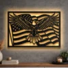 Large metal wall art featuring a majestic eagle and American flag design.