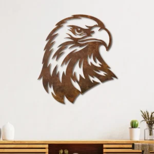 Eagle Head Metal Art, Oversized Rustic Wildlife Decor, Minimalist Design, Optional RGB LED, Nature Lover Gift