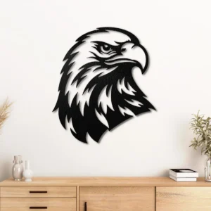 Eagle Head Metal Art, Oversized Rustic Wildlife Decor, Minimalist Design, Optional RGB LED, Nature Lover Gift