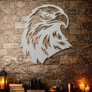 Eagle Head Metal Art, Oversized Rustic Wildlife Decor, Minimalist Design, Optional RGB LED, Nature Lover Gift