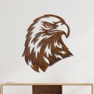 Eagle Head Metal Art, Oversized Rustic Wildlife Decor, Minimalist Design, Optional RGB LED, Nature Lover Gift