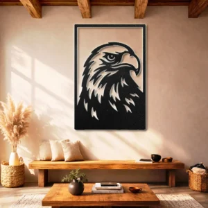 Eagle Head Metal Wall Art, Oversized Rustic Wildlife Decor, Bold Design, Optional RGB LED, Patriot Gift