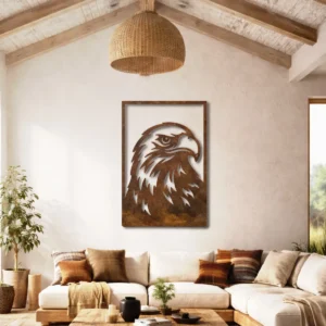 Eagle Head Metal Wall Art, Oversized Rustic Wildlife Decor, Bold Design, Optional RGB LED, Patriot Gift