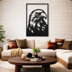 Eagle Head Metal Wall Art, Oversized Rustic Wildlife Decor, Bold Design, Optional RGB LED, Patriot Gift