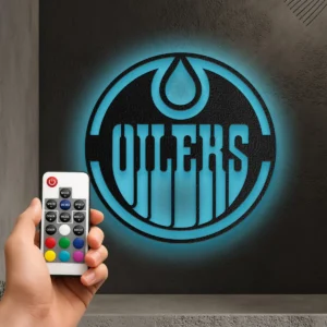 Edmonton Oilers Metal Logo Art, Iconic NHL Team Decor, LED Game Room Sign, Hockey Fan Gift
