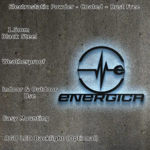 Energica Metal Logo, Electric Motorcycle Art, RGB LED Garage Sign, Rider's Ultimate Gift