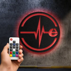 Energica Metal Wall Art, Electric Pulse Logo, Backlit Garage Decor, Motorcycle Rider Gift