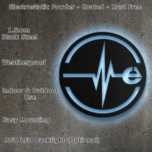 Energica Metal Wall Art, Electric Pulse Logo, Backlit Garage Decor, Motorcycle Rider Gift