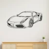 Black metal outline art of a Ferrari 488 GTB for wall decor.
