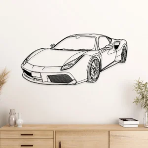 Ferrari 488 GTB Metal Art, Precision Car Outline, High-Performance Decor, Automotive Fan Gift