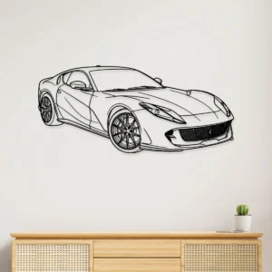 Black metal Ferrari 812 Superfast silhouette wall art.