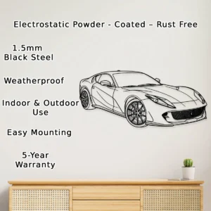 Ferrari 812 Superfast Metal Art, Modern Grand Tourer Decor, Luxury Garage Sign, Car Enthusiast Gift