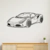Black metal Ferrari F8 Tributo silhouette wall art.