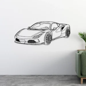 Ferrari F8 Tributo Metal Art, Dynamic Supercar Silhouette, Premium Automotive Decor, Driving Enthusiast Gift