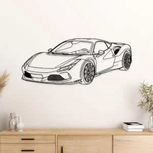 Ferrari F8 Tributo Metal Art, Dynamic Supercar Silhouette, Premium Automotive Decor, Driving Enthusiast Gift