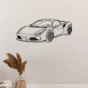 Ferrari F8 Tributo Metal Art, Dynamic Supercar Silhouette, Premium Automotive Decor, Driving Enthusiast Gift