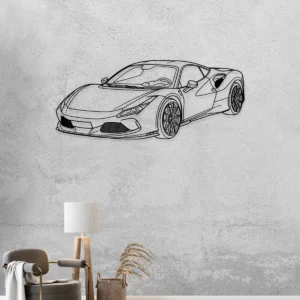 Ferrari F8 Tributo Metal Art, Dynamic Supercar Silhouette, Premium Automotive Decor, Driving Enthusiast Gift