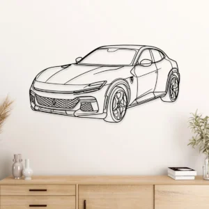 Ferrari Purosangue Metal Art, Iconic SUV Silhouette, Premium Auto Display, Car Aficionado Present