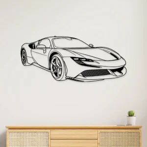 Ferrari SF90 Stradale black metal wall art silhouette.