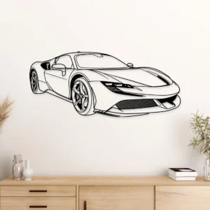 Ferrari SF90 Stradale Metal Wall Art, Modern Hypercar Silhouette, Luxury Garage Decor, Supercar Enthusiast Gift