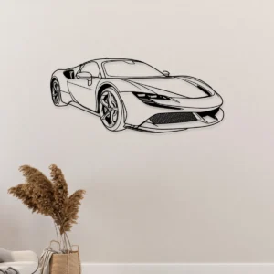Ferrari SF90 Stradale Metal Wall Art, Modern Hypercar Silhouette, Luxury Garage Decor, Supercar Enthusiast Gift