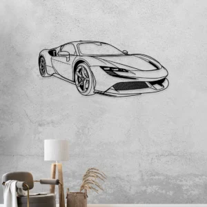 Ferrari SF90 Stradale Metal Wall Art, Modern Hypercar Silhouette, Luxury Garage Decor, Supercar Enthusiast Gift