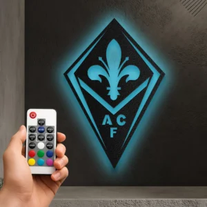 Fiorentina Metal Logo Art, Iconic Serie A Decor, LED Football Fan Sign, Ultimate Soccer Gift