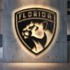 Florida Panthers metal logo wall art with optional LED backlight.