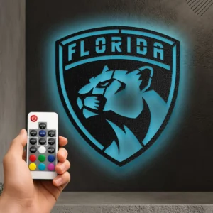 Florida Panthers Metal Logo Sign, Dynamic NHL Wall Decor, Optional LED Backlight, Ultimate Hockey Fan Gift