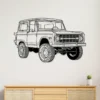 Black metal Ford Bronco Ranger silhouette wall art for garage decor.