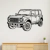 Black metal Ford Bronco silhouette wall art.