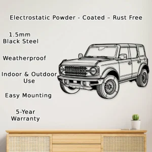 Ford Bronco Wall Decor, Rugged Off-Road Silhouette, Automotive Garage Art, SUV Enthusiast Gift