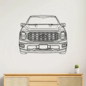Black metal Ford F150 truck front silhouette wall art