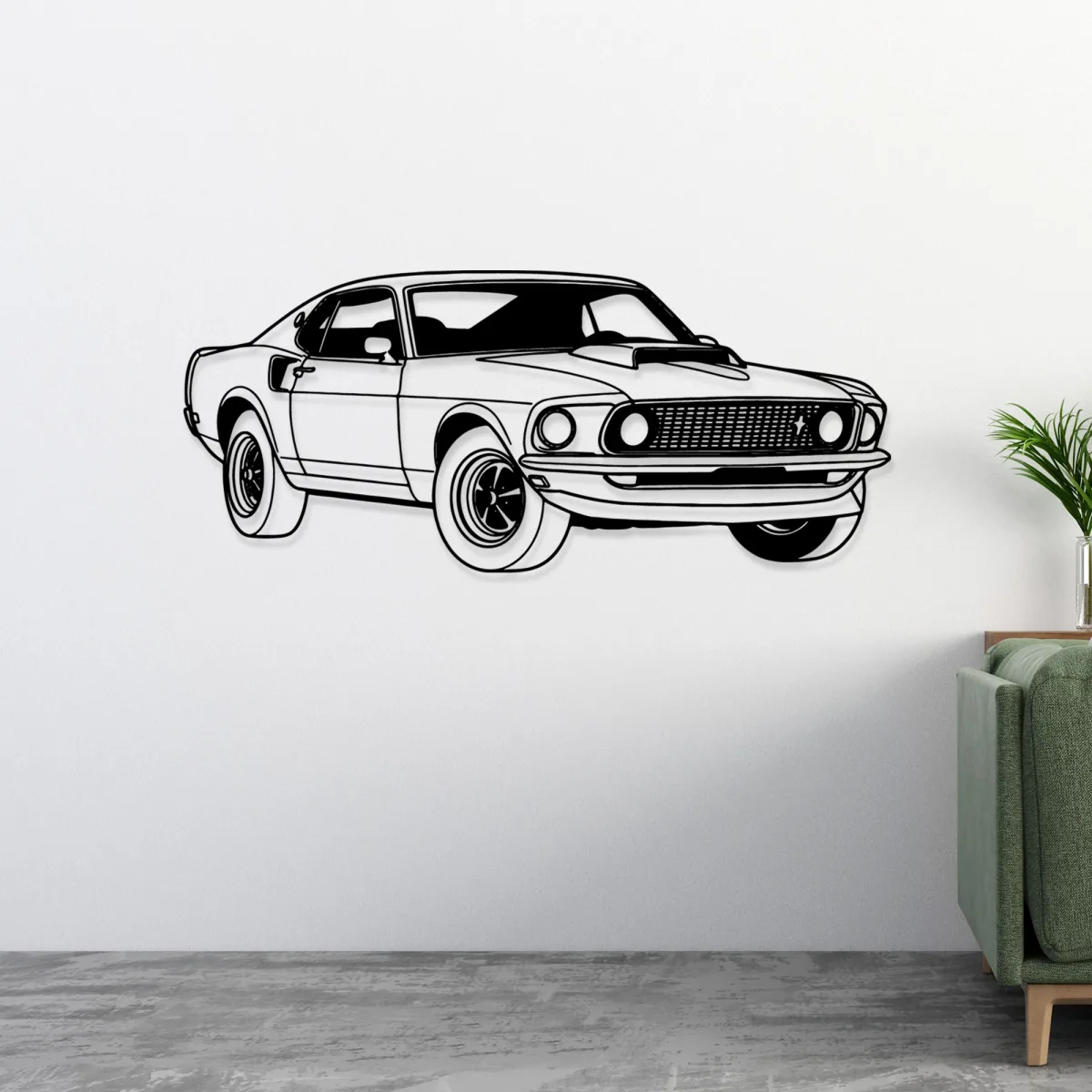 Classic muscle car silhouette metal decor for garage