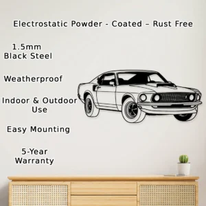 Ford Mustang 1969 Boss 429 Metal Art, Classic Muscle Car Silhouette, Vintage Garage Decor, Enthusiast Gift