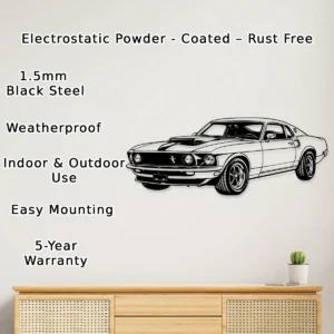 Ford Mustang 1969 Boss 429 Metal Art, Iconic American Muscle Car Decor, Retro Garage Sign, Classic Car Lover Gift