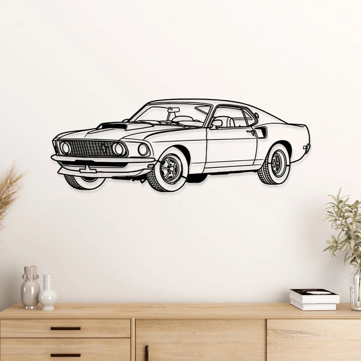 Ford Mustang Boss 429 silhouette wall decor for a garage