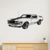 Black metal silhouette of a 1970 Ford Mustang Mach 1 wall art.