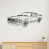 Black metal outline art of a 1970 Ford Mustang Mach 1.