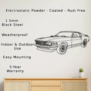 Ford Mustang 1970 Mach Metal Art, Vintage Muscle Car Decor, Garage Wall Sign, Classic Car Gift