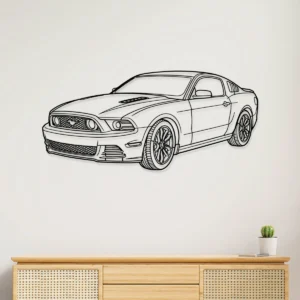 Black metal Ford Mustang GT Coupe silhouette wall art.