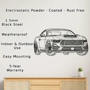Ford Mustang GT Metal Wall Art, Modern Muscle Car Decor, Garage Man Cave Sign, Auto Enthusiast Gift