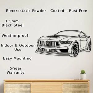 Ford Mustang Metal Wall Art, Iconic Car Silhouette, Garage Man Cave Decor, Auto Enthusiast Gift