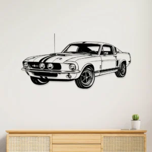 Black metal Ford Mustang Shelby GT500 1967 wall art.